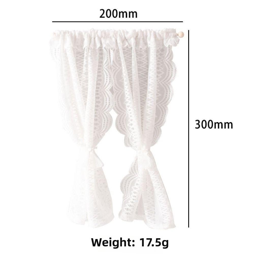 1/12 Dollhouse Sweet Floral Curtains Model Lace Mesh Dolls House Living Scene Decor
