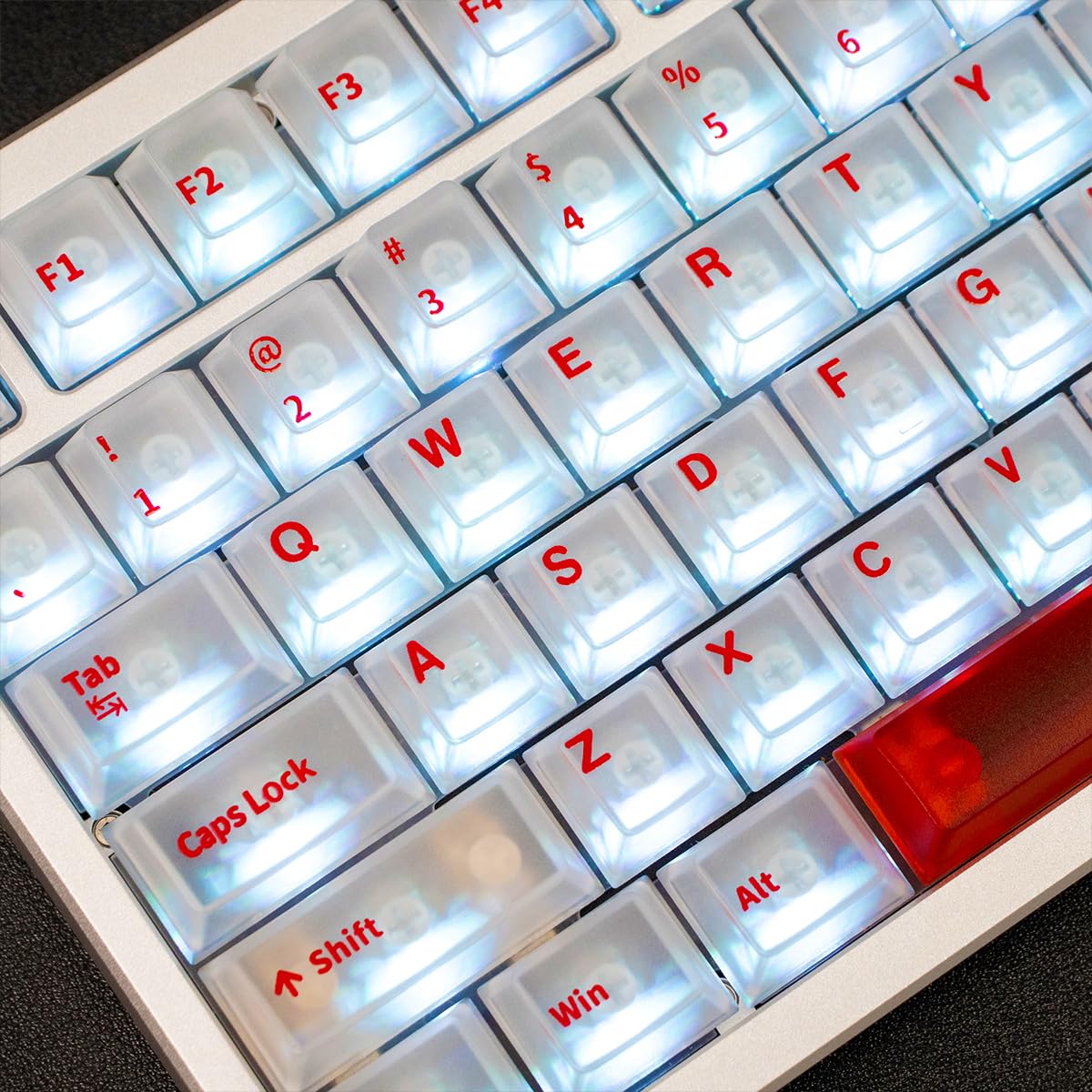 

White Clear Keycaps 151 keys Transparent Cherry Profile Keyboard Backlit Crystal PC Keycap Custom Keycaps 75 Percent Shine Through RGB Mechanical білий