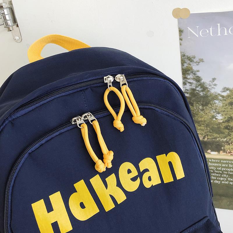 Solid Color Letter Backpack Women's Lightweight Large Capacity Backpack Student Schoolbag