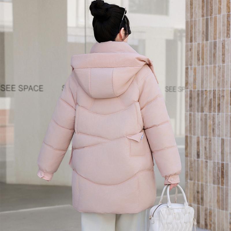 Autumn and Winter Korean Version Hooded Bread Jacket, Thick Down Cotton Jacket, Medium To Long Down Jacket, Loose Outer Jacket, Cotton Jacket