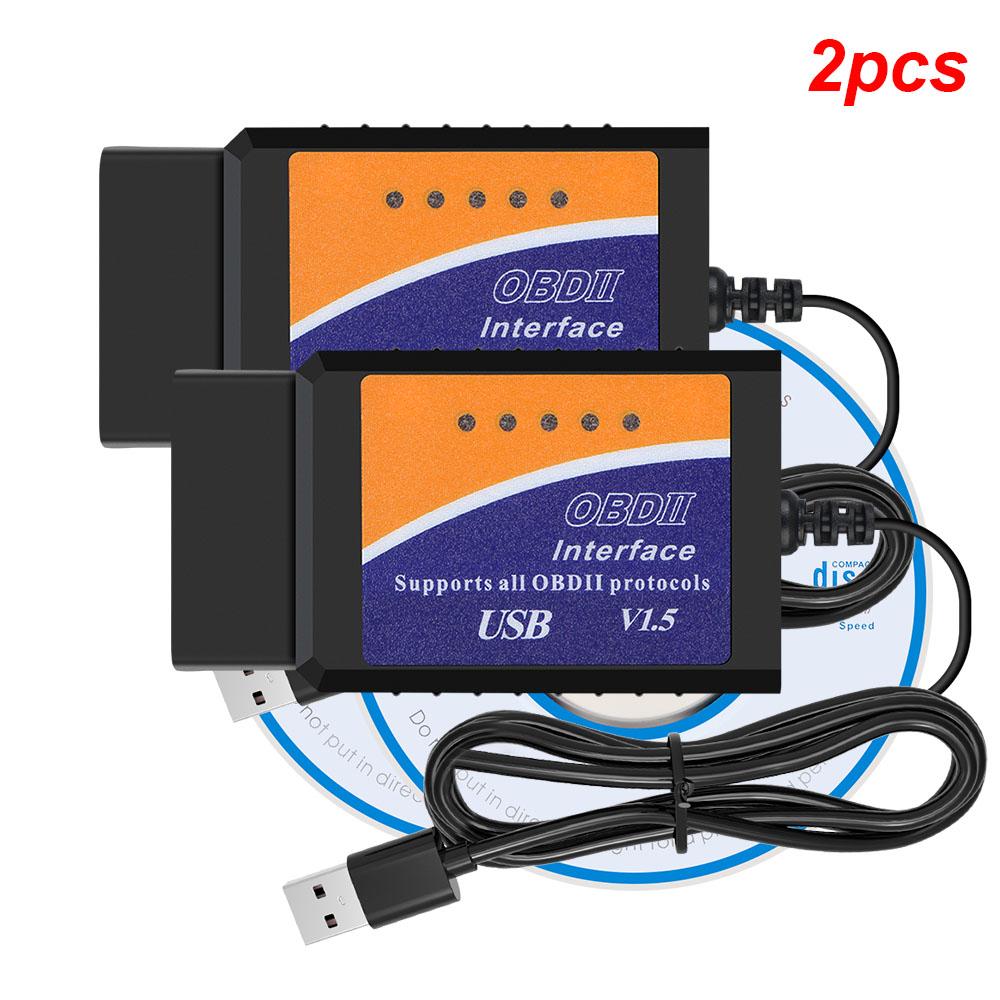 Car ODB2 Diagnostic Tools ELM327 V1.5 Code Reader USB Cable PIC18F25K80 Chip ELM 327 OBD 2 Scanner Support Most OBDII Protocols