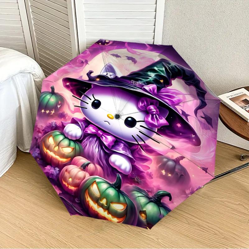 

1pc Halloween Kitty Automatic Folding Umbrella] Durable Iron Frame & Rod, Portable Folding, Makes a Great Holiday Gift yy251016265