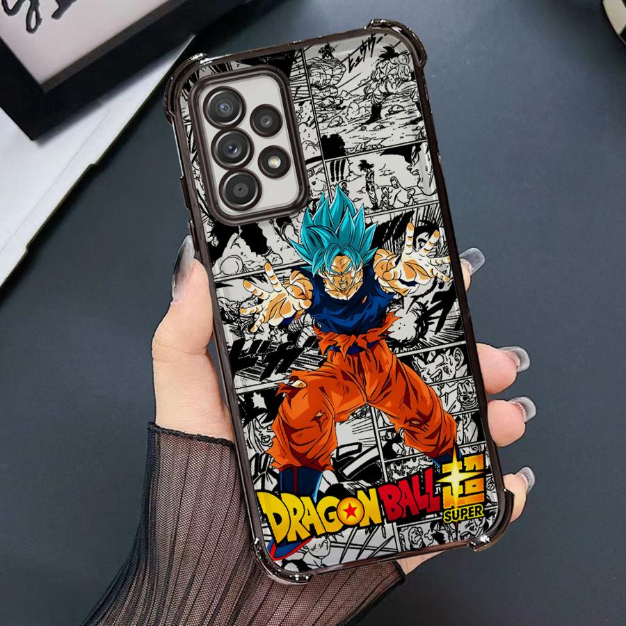 Průhledný kryt pro Samsung Galaxy A16 A35 A36 A52 A17 A24 A33 A15 A13 A21s A26 A25 Roztomilý kreslený anime Saiyan Goku