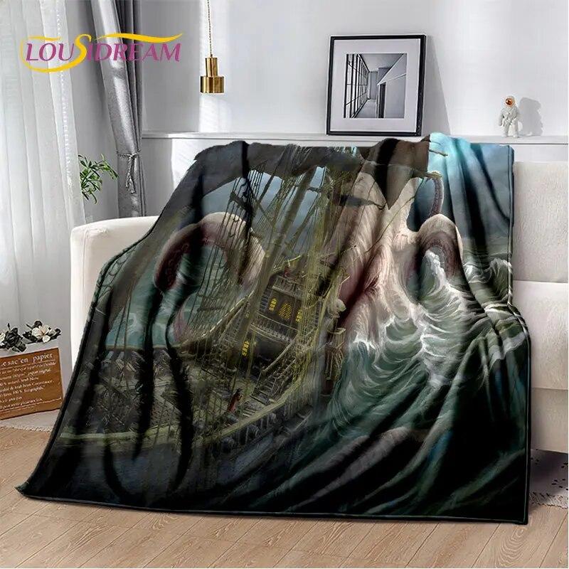 A Pirate Boat,Barque,Boat Ship Monster Soft Plush Blanket,Flannel Blanket Throw Blanket for Living Room Bedroom Bed Sofa Picnic