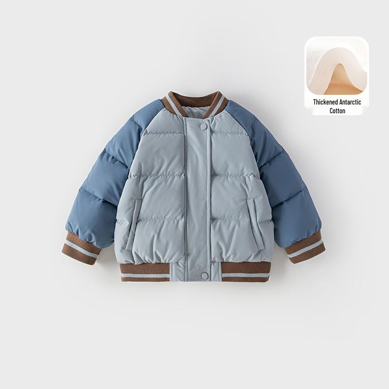 

Infant Autumn/Winter Thick Cotton Baseball Jacket 90 cm синій/сірий колір