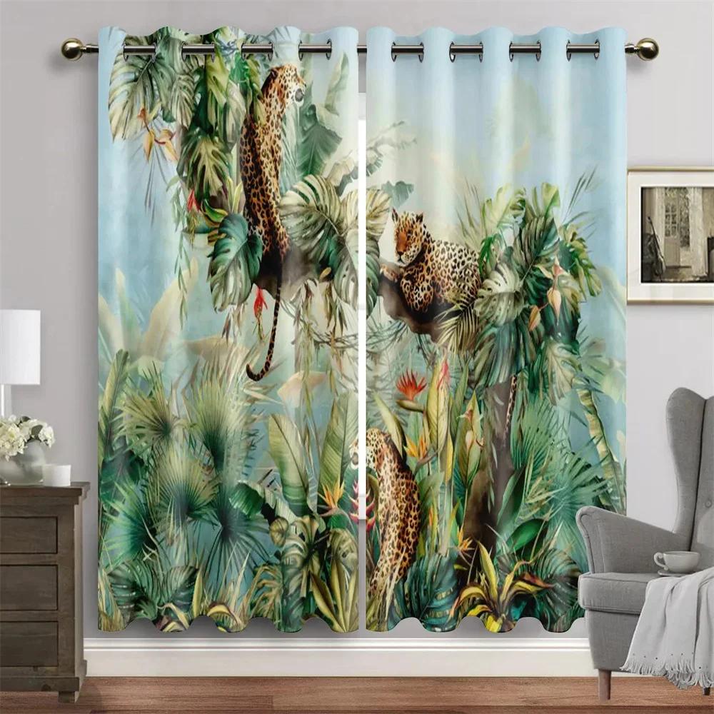 3D Cartoon Animal Jungle Lion Elephant Tree Window Curtain Blinds For Living Room Kids Bedroom Bathroom Kicthen Door Home Decor2