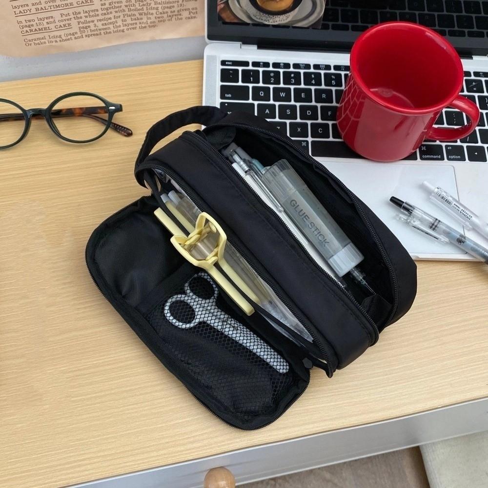 Wine Red Korean Stationery Bag Desktop Storage Solid Color Pencil Pouch  Office