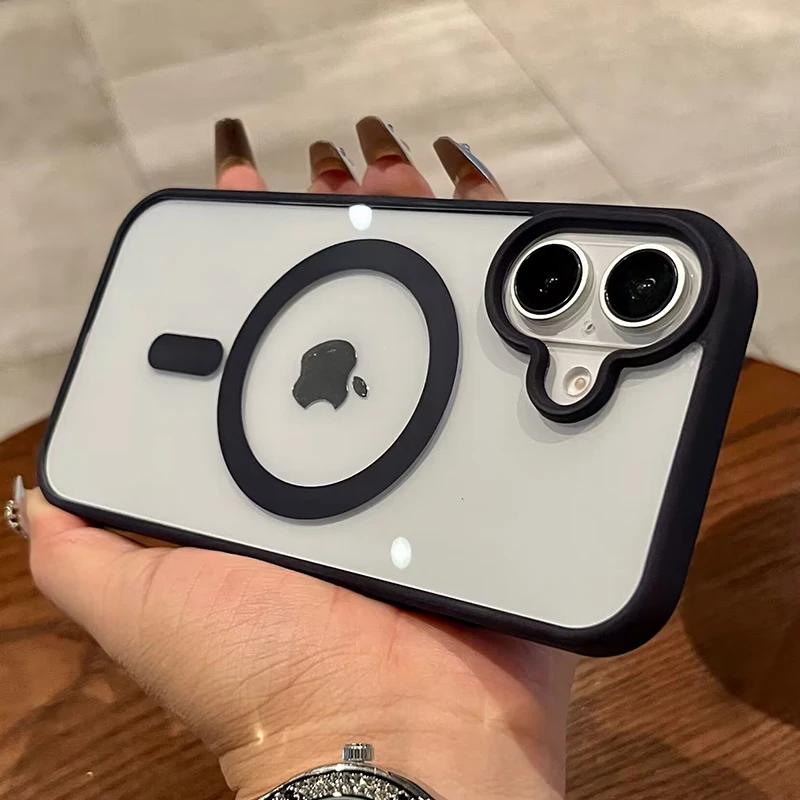 

Роскошный акриловый магнитный прозрачный чехол для телефона для iPhone 16 15 14 13 12 11 Pro Max 16 Plus Magsafe для беспроводной зарядки, жесткая задняя крышка For iPhone 14