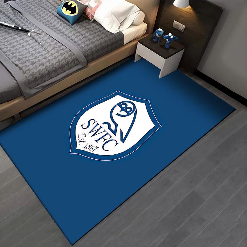 SWFC Logo on Blue Carpet suitable as a non-slip mat for the living room or bedroom sofa
