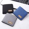 Men's Super Thin Canvas and Leather Zipper Wallet
