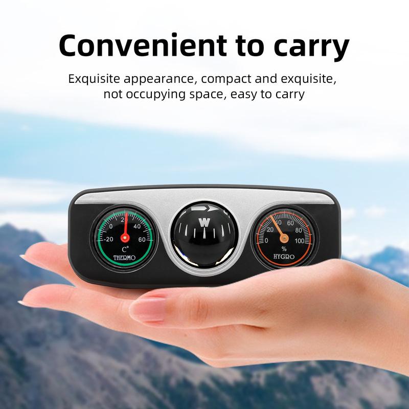 3 In 1 Guide Ball Car Compass Thermometer Hygrometer Dashboard Ornament Auto Interior Accessories Navigation Compass for Boat