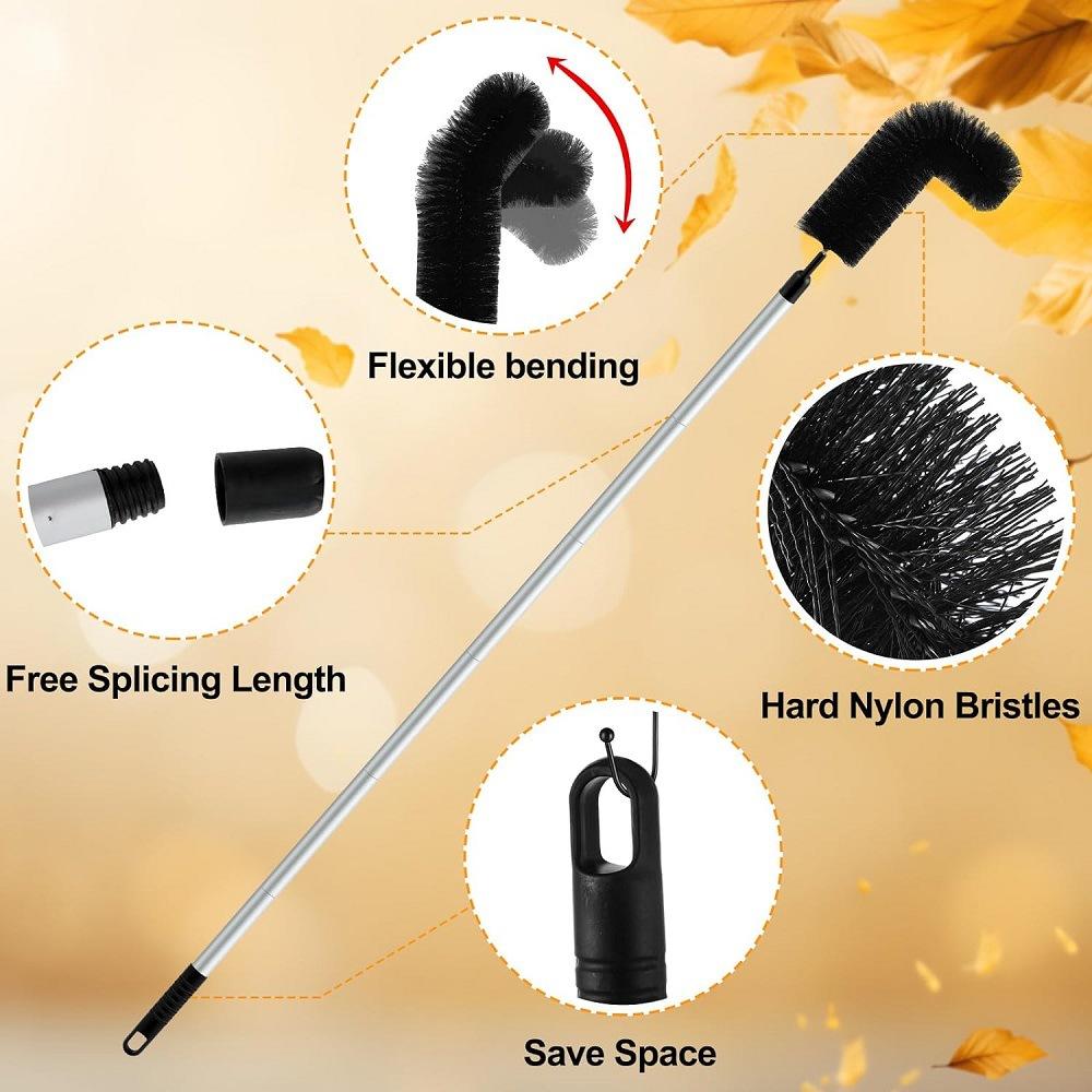 Gutter Cleaning Tool Drain Protection Brush Detachable Gutter Cleaning Brush Multi Tubes Stainless Steel for House Cleaning