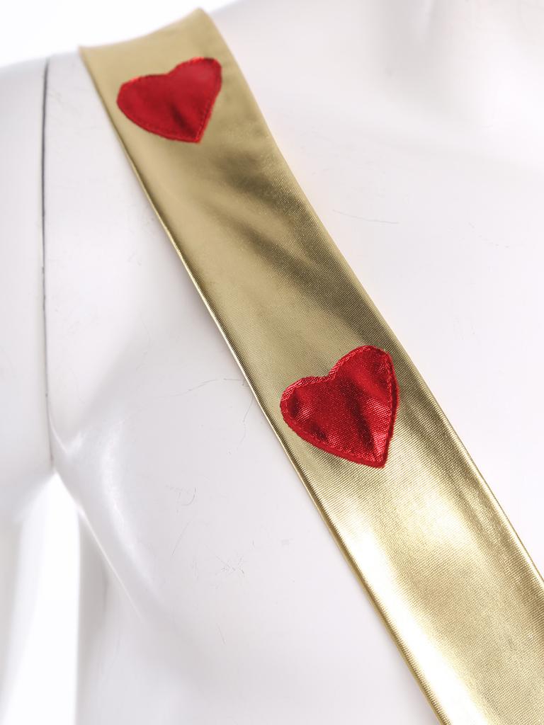 Mens Cupid Costume Set Contrast Color Heart Pattern Skirt Detachable Sleeves Wings Bow Arrow