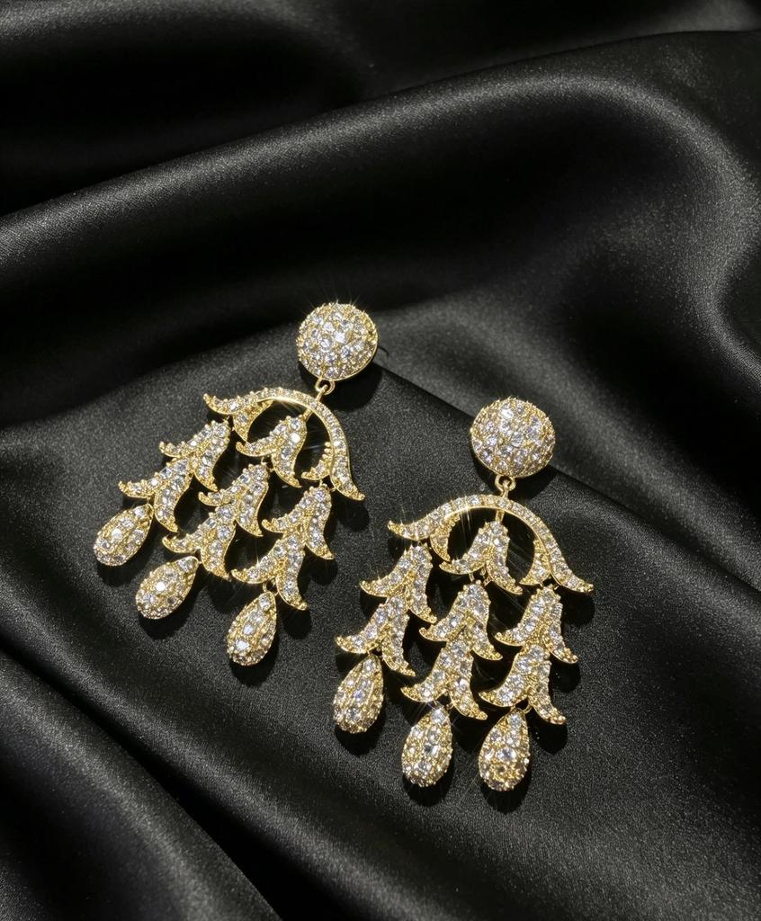 Elegant Trumpet Flower Zircon Earrings: High-Quality S925 Silver Needle, Versatile Medium-Length Design for Women