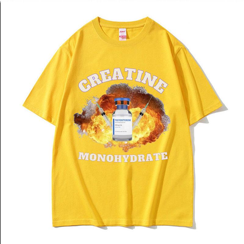 Funny Gym Pumpcover Creatine Monohydrate Meme T Shirt Men's Harajuku Gothic Clothes T-shirt Unisex 100% Cotton Short Sleeve Tees
