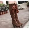 High Heel Martin Boots, Suede Front Lace-Up High Boots, Round Head Water Table  Boots Large Size F