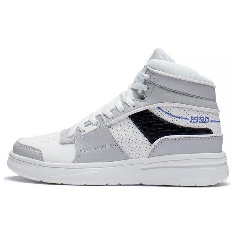 Li Ning Retro 90 Cushioning Slip Resistant High top Casual Shoes Women's White Gray ABCS098-1