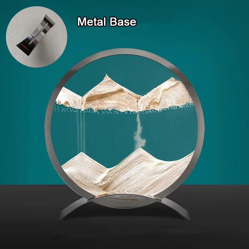 Metallfuß Sandscape Bewegliche Sandkunst Bild Kinetischer Treibsand Dynamische Flüssigkeit Sanduhr Fließende Sandmalerei Heimdeko Geschenke