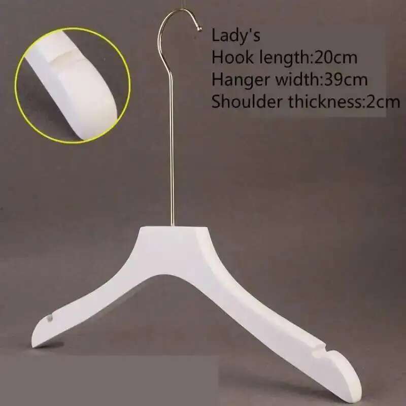 5PCS White Lady Garment Hangers White Wooden Store Chothing Display Hanger Golden Hook Korean Version Custom Logo Engraved