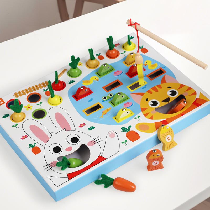 

Montessori Toys For Toddler Pull Carrot Fishing Simulated Feeding Game Set Educational Colorful Shape Toy For Kids Learning