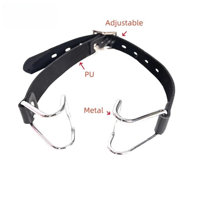 Metal Integrated Mouth Gag With Adjustable Nose Hook Expansion Plug For Couple SM Games Adult Toys