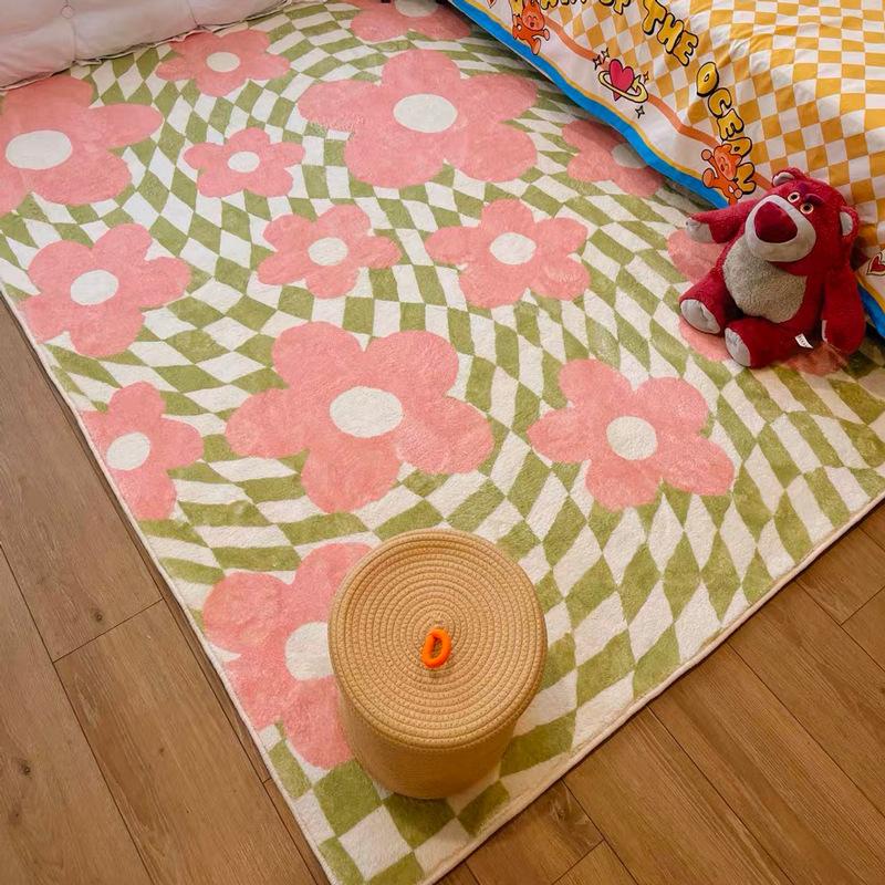 Girl Pink Imitation Cashmere Rug Cute Bedroom Plush Bed Blanket Living Room Sofa Coffee Table Mat Home Decoration