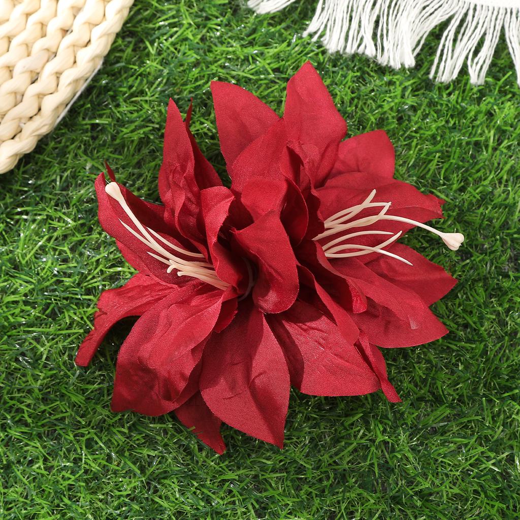 AWAYTR Solid Color Artificial Lily Duckbill Hairpin Floral Hair Clips Valentine Headwear Girl Hair Accessories Festival Gift