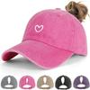 1 Stück Retro Gewaschene Baseballkappe mit Stickerei eines kleinen Herzens für den Pferdeschwanz für Damen, Verstellbare Damen-Kappe für den täglichen Gebrauch im Freien