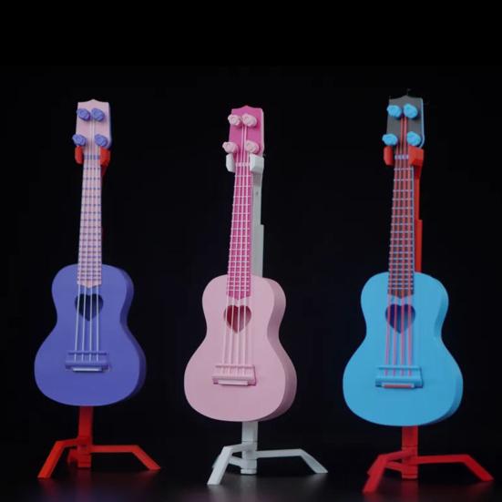 Mini Musikinstrument Modell Miniatur Gitarre Ukulele Guzheng Spielzeug mit Ständer für Puppenhaus Zubehör Heimdeko