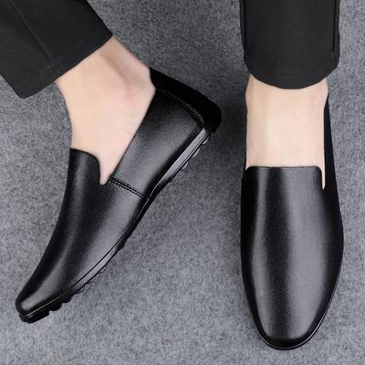 Mens Slip On Lazy Shoes Genuine Leather Mens Soft Loafers Male Comfortable Driving Shoe All-match  Men Comfortable Casual Shoes