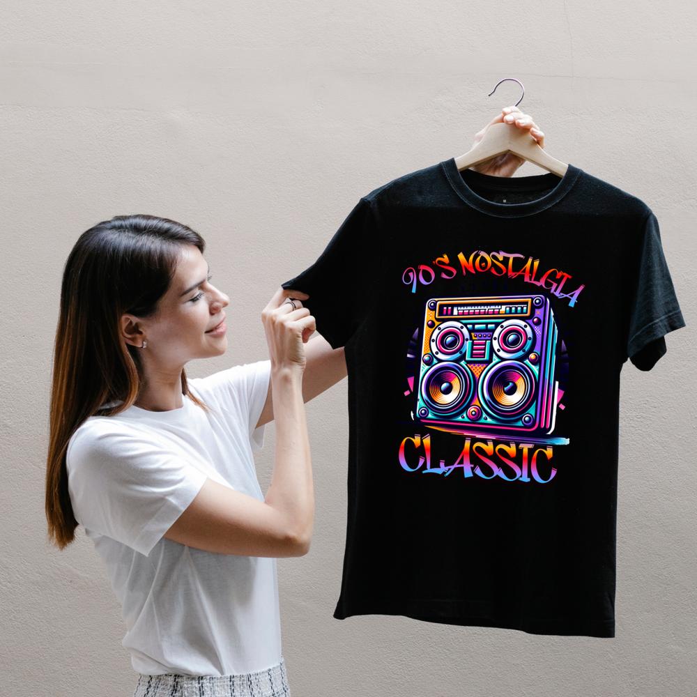 90s Nostalgia Classic TShirt Retro Boombox Graphic Tee Vintage Music Streetwear