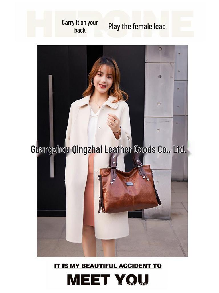 Xidi Paul 2024 Retro Fashion Women's Large Capacity Soft Leather Shoulder & Crossbody Tote Bag