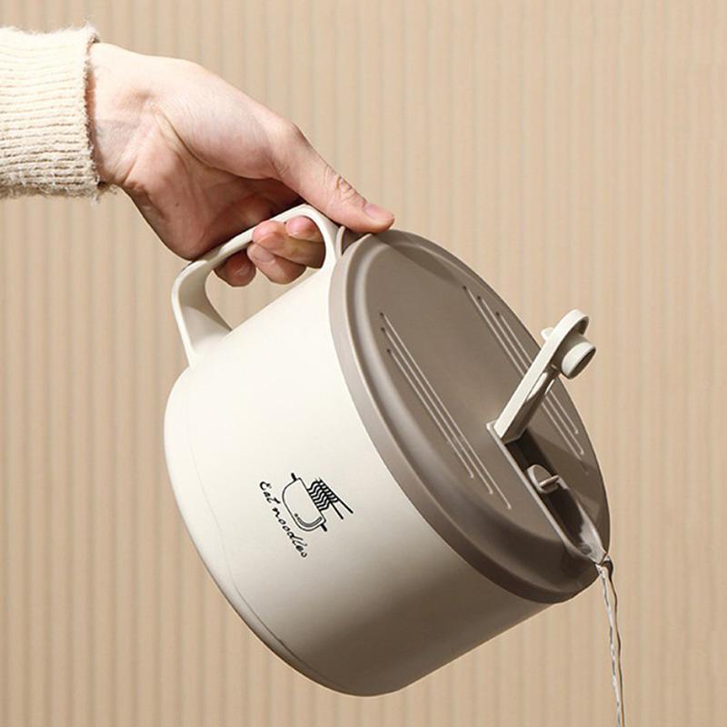 304 Stainless Steel Foam Bowl Ramen Bowl Double-Layer Anti-Scald Large Capacity With Tableware Lid Can Drain Lunch Box