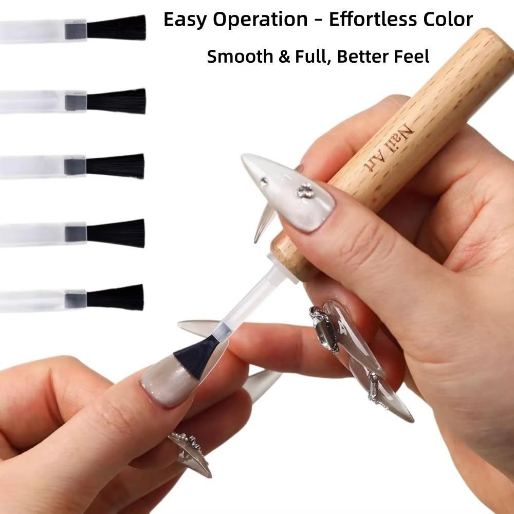 Wooden Grip Nail Art Brush Set Multi-Functional Nail Polish Brushes  Nail Art Brush Applicators