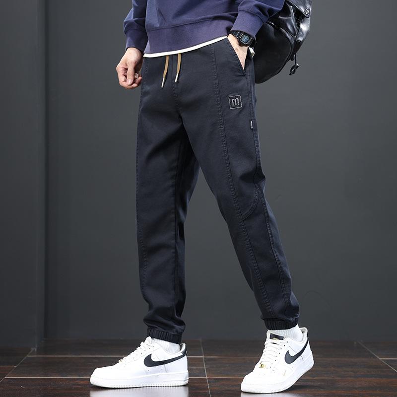 

Men s Korean Style Fleece-Lined Joggers - Trendy Casual Loose Harem Cargo Pants for Autumn and Winter 4XL (145-190 lbs)