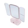 Desktop Lighted Makeup Mirror with Organizer 3 Color Temperature Dimming USB Rechargeable LED Light 