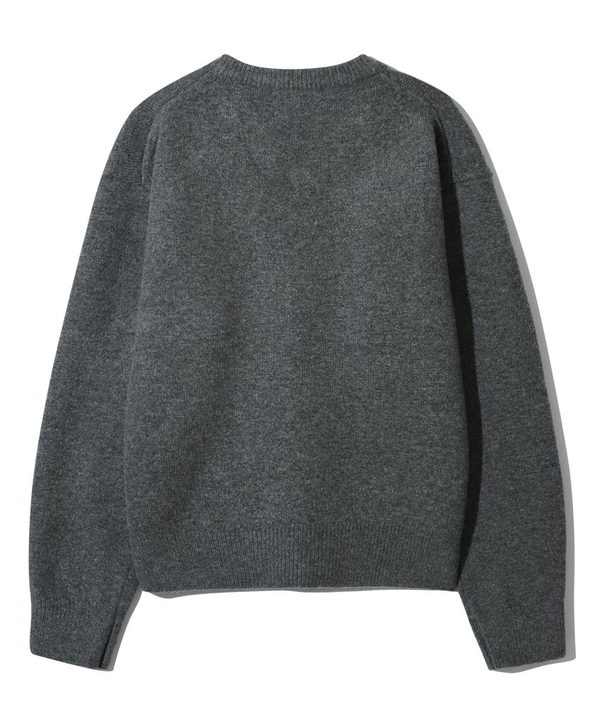 BASEMOMENT Cashmere-Like V-Neck Crop Knit Charcoal