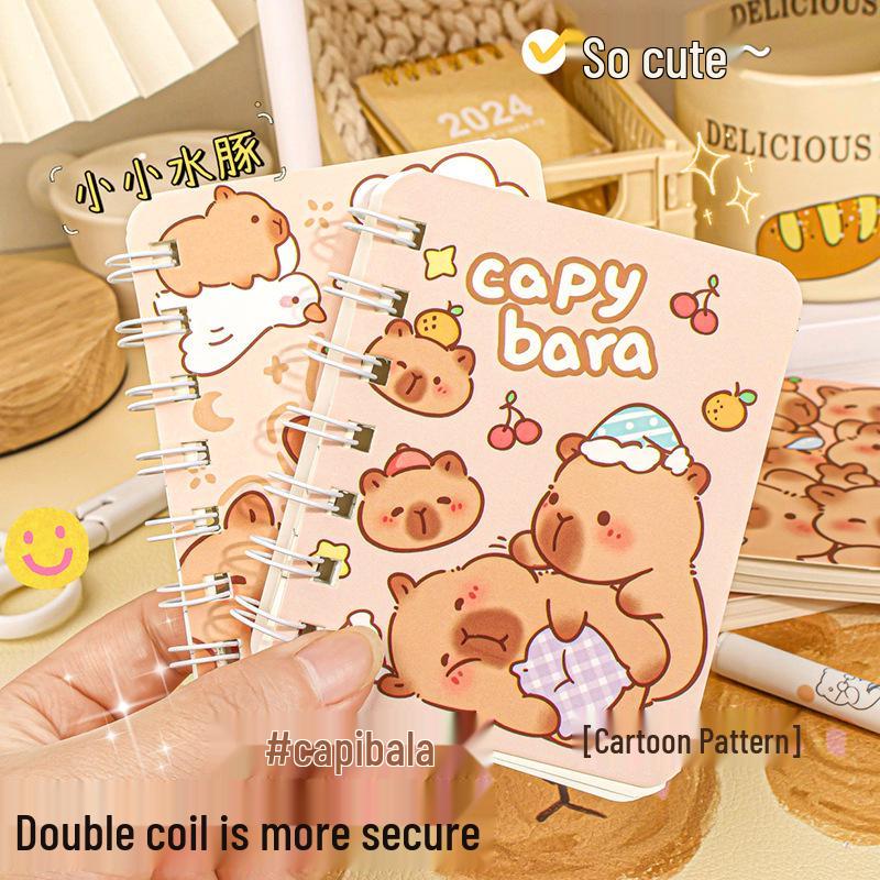 Capybara Mini A7 Coil Notebook: Thick, Stylish Pocket Diary