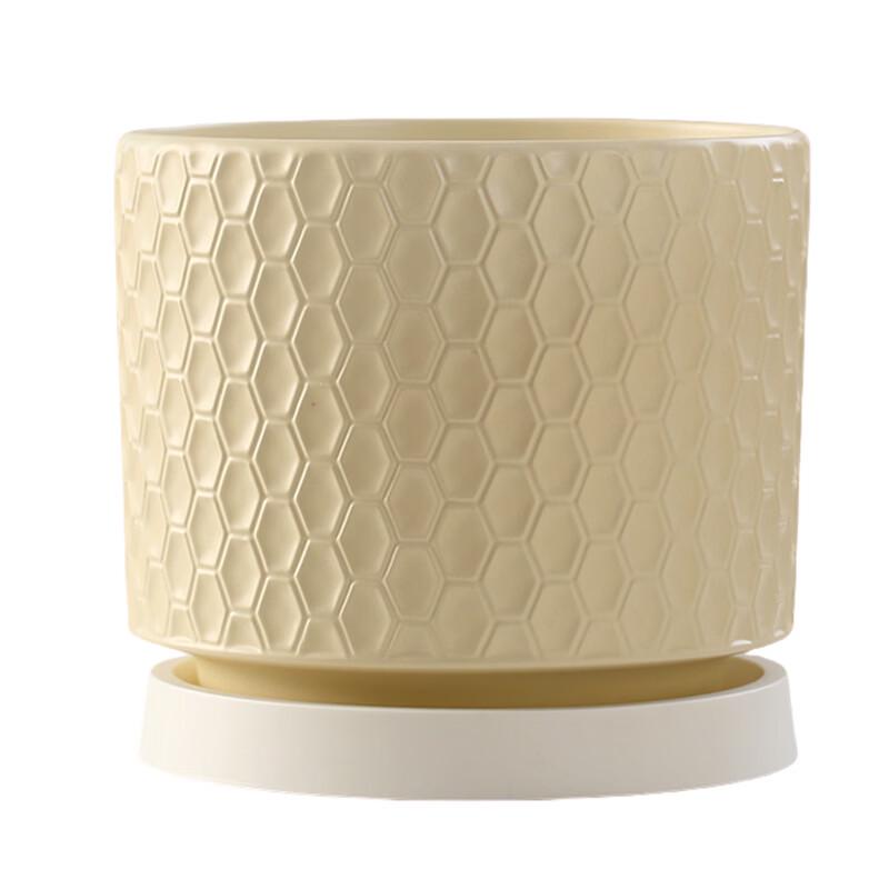 Light Luxury Cloud Ceramic Flower Pot with Tray