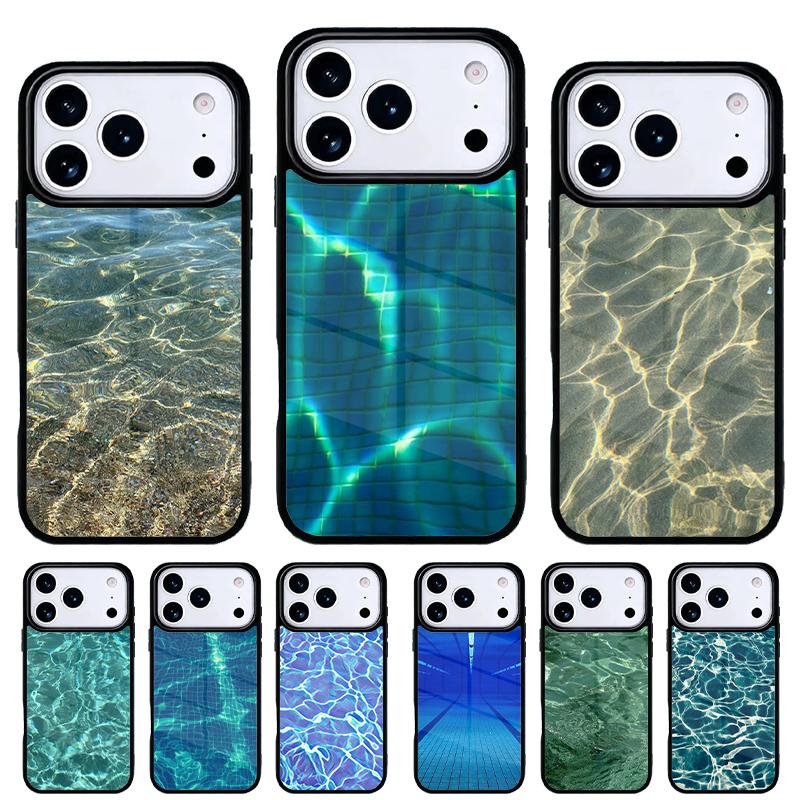 Water Pattern Pool Summer Phone Case for iPhone 17 Air 16e 15 14 13 Pro Max Back Cover for 12 11 Pro Coque