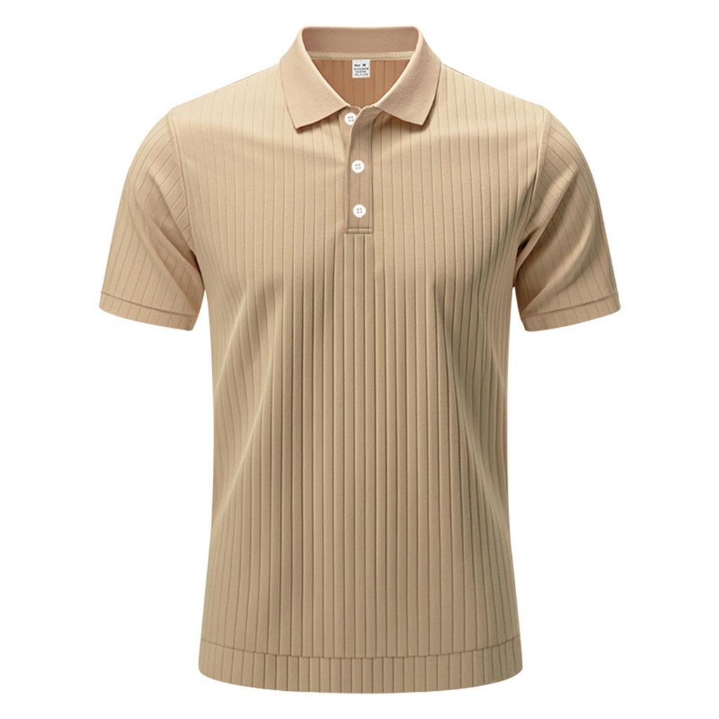 Summer Men's T-shirt Strip Quick-drying Stretch Lapel Shirt