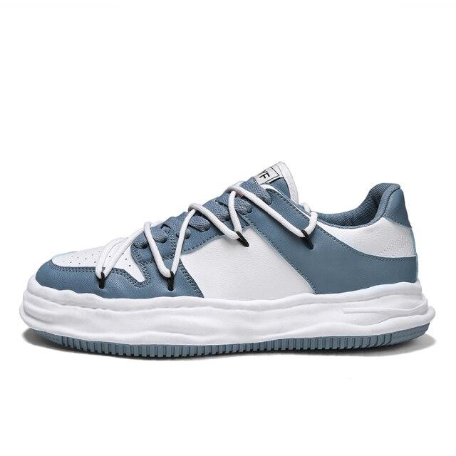 

Модная повседневная обувь на плоской подошве, кожаные кроссовки на толстой подошве, мужская спортивная обувь на шнуровке, индивидуальная студенческая прогулочная теннис... 42