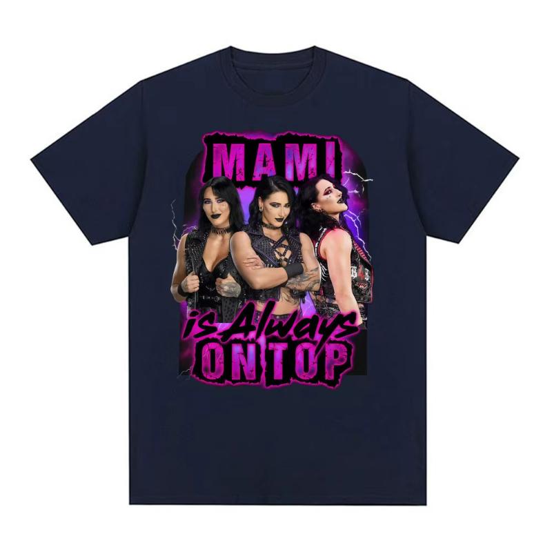 Rhea Ripley Mami Wrestling Wrestler Grafik T-Shirt Herren Damen Mode Retro Kurzarm T-Shirt Sommer Reine Baumwolle Lockeres T-Shirt