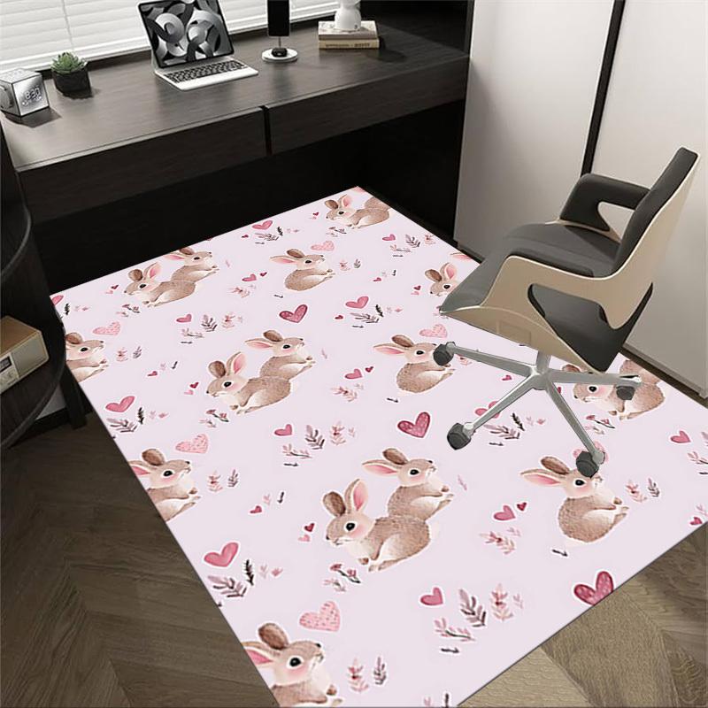

1PC rabbit hearts Non-Slip Floor Carpet Compatible for Office&Living Room&Dining room - Flat-Weave Machine- Soft & Pattern-E314 60cm by 90cm