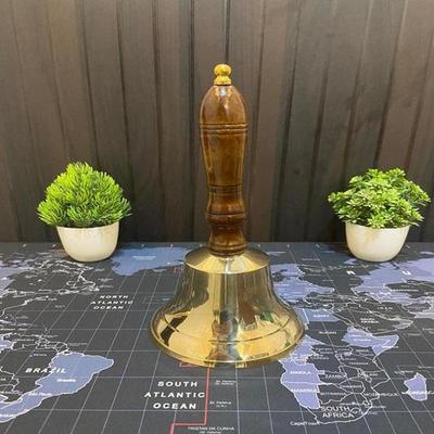 Large Heavy Solid Brass Loud Hand Call Bell for Weddings, Christmas, School 25.4 Cm Polished Brass