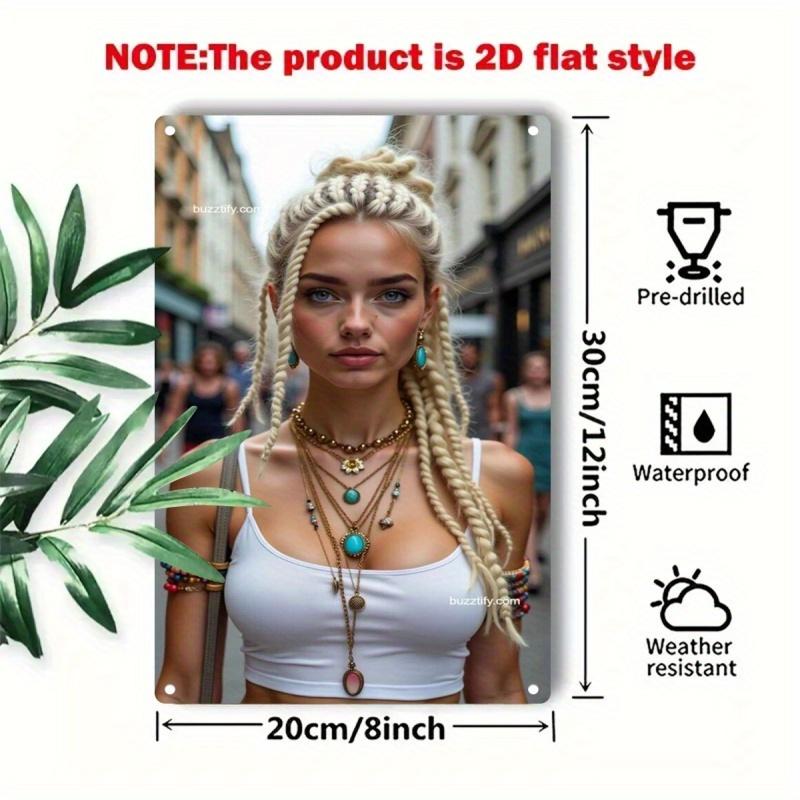 Vintage Metal Wall Art Sign Elegant Female Portrait Minimalist Decor Metal Wall Plaque