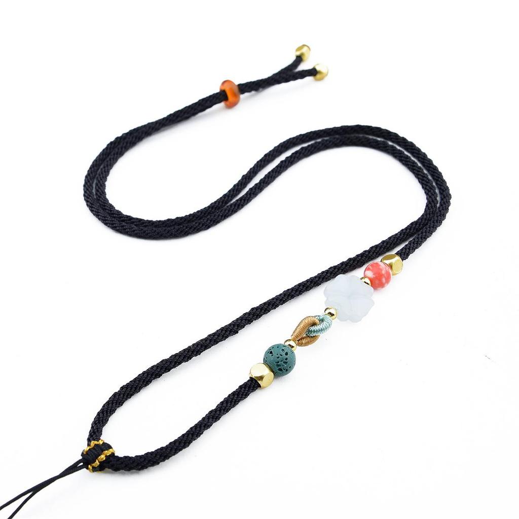 Adjustable Agate and Jade Pendant Necklace Chain for Men and Women
