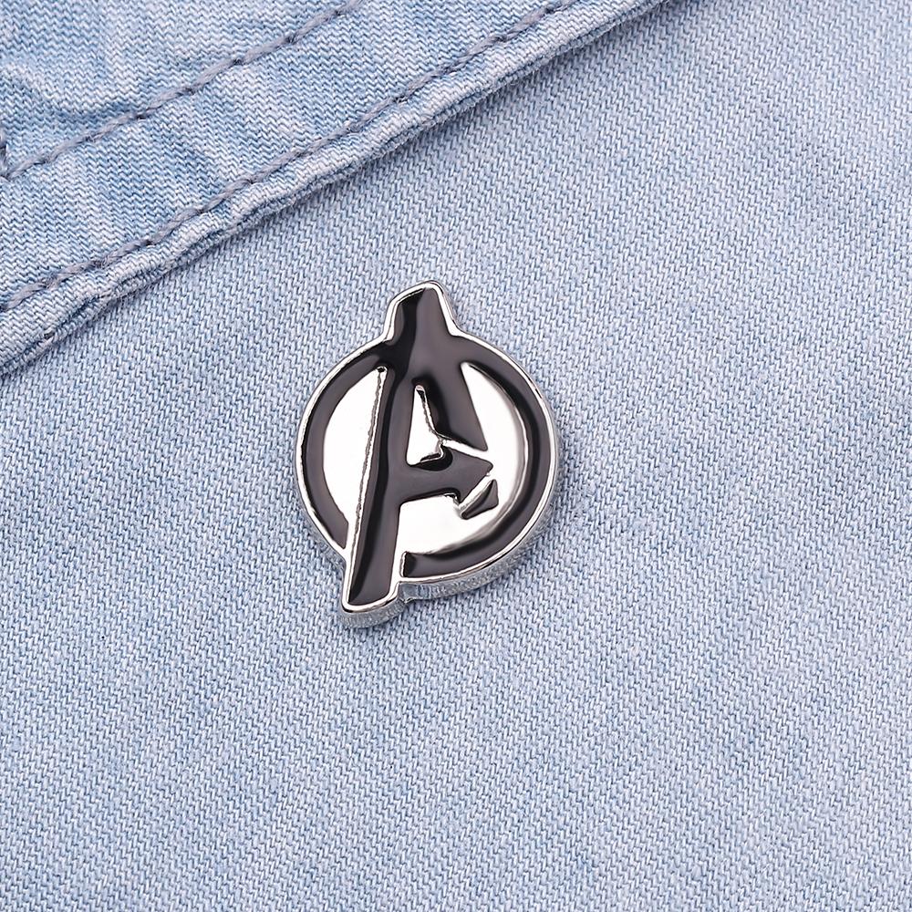 Disney Marvel Movie Avengers Logo Button Brooch Enamel Icon Badge Fashion Letter Alloy Lapel Pin For Backpack Accessories