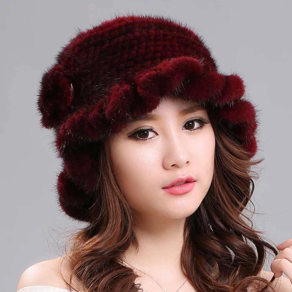 New Mink Fur Hat Women's Winter Mink Fur Women's Winter Hat Thick Versatile Warm Fashion Fur Hat Women's Winter