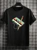 Unisex's Creative Pencil & Cassette Tape Graphic Round Neck Short Sleeve T-Shirt, Casual Daily Wear